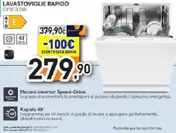 Unieuro CANDY LAVASTOVIGLIE RAPIDO CIP3E7LOW offerta