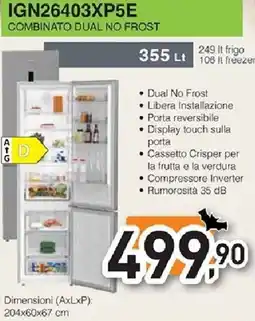 Unieuro IGNIS IGN26403XP5E COMBINATO DUAL NO FROST offerta