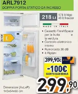 Unieuro IGNIS ARL7912 DOPPIA PORTA STATICO DA INCASSO offerta