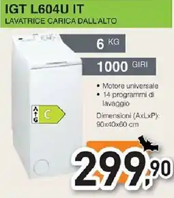 Unieuro IGNIS IGT L604U IT LAVATRICE CARICA DALL'ALTO offerta