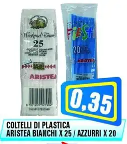 Punto Vigas Coltelli di plastica aristea bianchi x 25 / azzurri x 20 offerta
