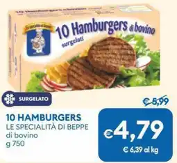 MD Discount 10 hamburgers le specialità di beppe di bovino offerta