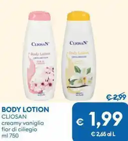 MD Discount Body lotion cliosan creamy vaniglia fior di ciliegio offerta
