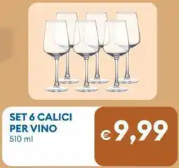 MD Discount SET 6 CALICI PER VINO offerta