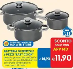 MD Discount Batteria di pentole 6 pezzi "easy cook" offerta