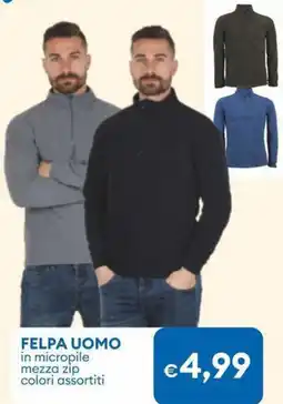 MD Discount Felpa uomo in micropile mezza zip offerta