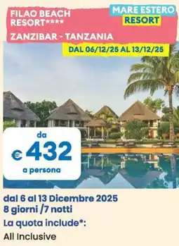 MD Discount Filao beach resort zanzibar - tanzania offerta