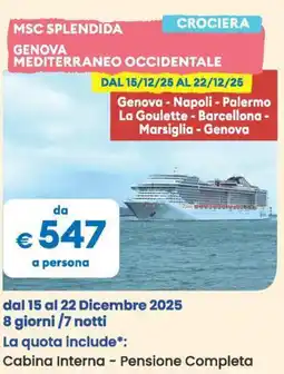 MD Discount Msc splendida genova mediterraneo occidentale offerta