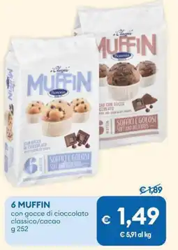 MD Discount 6 muffin con gocce di cioccolato classico/cacao offerta