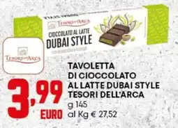 Panorama Tavoletta di cioccolato al latte dubai style TESORI DELL'ARCA offerta