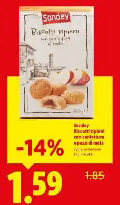 Lidl Sondey Biscotti ripieni con confettura e pezzi di mela offerta