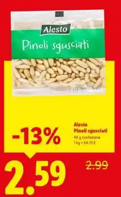 Lidl Alesto Pinoli sgusciati offerta