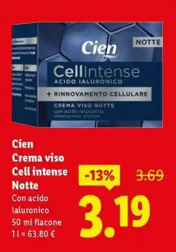Lidl Cien Crema viso Cell intense Notte offerta