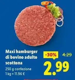 Lidl Maxi hamburger di bovino adulto scottona offerta