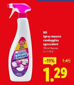 Lidl W5 Spray mousse candeggina sgrassatore offerta