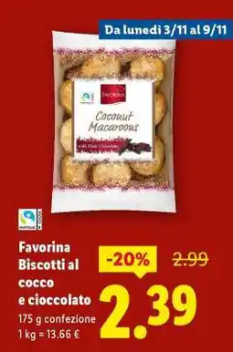 Lidl Favorina Biscotti al cocco e cioccolato offerta