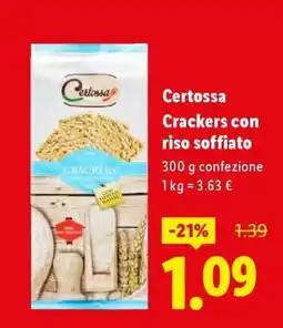 Lidl Certossa Crackers con riso soffiato offerta