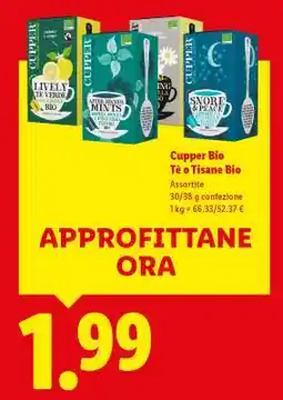 Lidl Cupper Bio Tè o Tisane Bio offerta