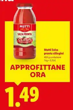 Lidl Mutti Salsa pronta ciliegini offerta