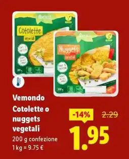 Lidl Vemondo Cotolette o nuggets vegetali offerta