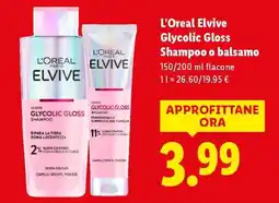 Lidl L'Oreal Elvive Glycolic Gloss Shampoo o balsamo offerta
