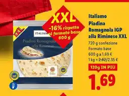 Lidl Italiamo Piadina Romagnola IGP alla Riminese XXL offerta