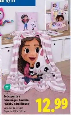 Lidl Set coperta e cuscino per bambini 'Gabby’s Dollhouse' offerta
