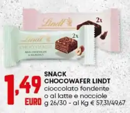 Panorama Snack chocowafer lindt cioccolato fondente o al latte e nocciole offerta