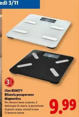 Lidl Cien BEAUTY Bilancia pesapersone diagnostica offerta