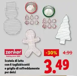 Lidl Zenker Scatola di latta con 6 tagliabiscotti o griglia di raffreddamento per dolci offerta