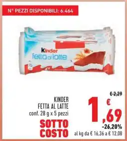 Conad Kinder Fetta al Latte offerta