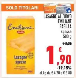 Conad Lasagne all'uovo Emiliane Barilla offerta