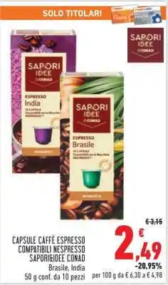 Conad Capsule Caffè Espresso Compatibili Nespresso Saporidee Conad offerta