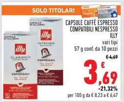 Conad Capsule Caffè Espresso Compatibili Nespresso Illy offerta