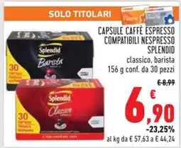 Conad CAPSULE CAFFÈ ESPRESSO COMPATIBILI NESPRESSO SPLENDID offerta