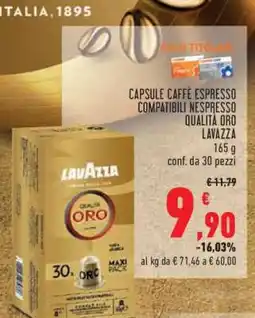 Conad Capsule Caffè Espresso Compatibili Nespresso Qualità Oro Lavazza offerta
