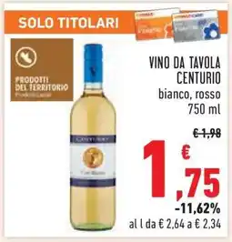 Conad VINO DA TAVOLA CENTURIO offerta