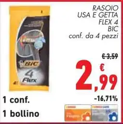 Conad RASOIO USA E GETTA FLEX 4 BIC offerta