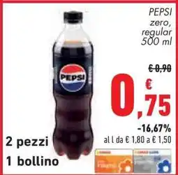 Conad PEPSI zero, regular offerta