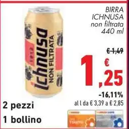 Conad BIRRA ICHNUSA non filtrata 440 ml offerta
