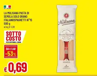 LA MOLISANA PASTA DI SEMOLA SOLO GRANO ITALIANO SPAGHETTI N°15