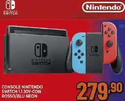 Ipercoop Console nintendo switch 1.1 joy-con rosso/blu neon offerta