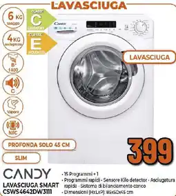 Ipercoop CANDY LAVASCIUGA SMART CSWS4642DW3111 offerta