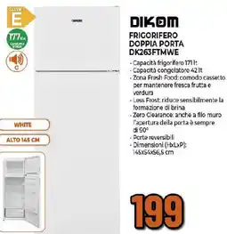 Ipercoop DIKOM FRIGORIFERO DOPPIA PORTA DK263FTMWE offerta
