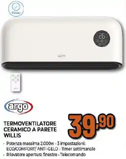 Ipercoop Termoventilatore ceramico a parete willis offerta