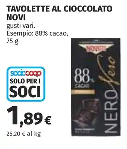 Coop Tavolette al cioccolato NOVI offerta