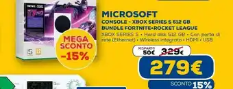 Euronics Console xbox series s 512 gb bundle fortnite + rocket league offerta