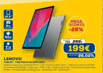 Euronics Tablet tab m10 plus offerta