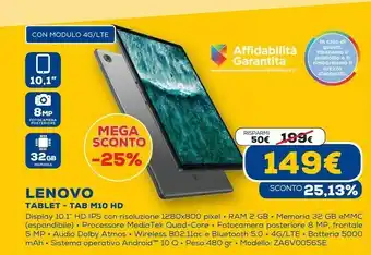 Euronics Tablet tab m10 hd offerta
