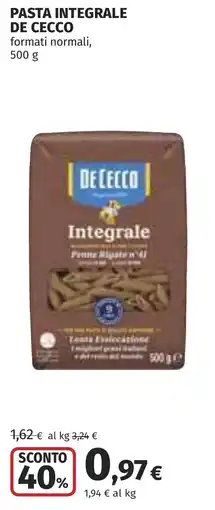 Coop Pasta integrale DE CECCO offerta